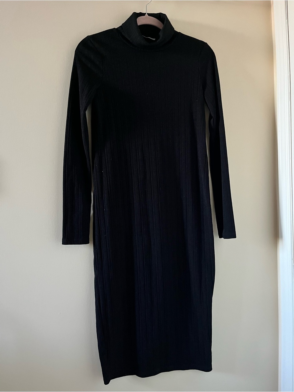 Zara Black Ribbed Turtleneck Dress